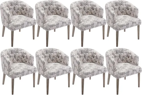 Miniatura 11 de DUOMAY Juego de 2 sillas de comedor modernas copetudas, silla auxiliar tapizada de lino, cómoda silla de barril con patas de madera para el hogar