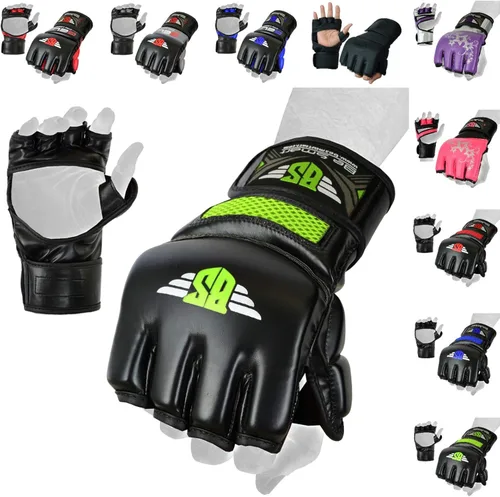 BeSmart Guantes de Kickboxing UFC - Guantes de MMA para Sparring y Entrenamiento para Artes Marciales Mixtas, Adultos Hombres y Mujeres Malla Verde