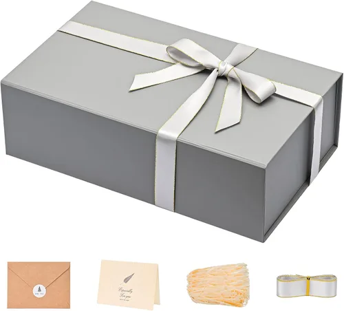 Miniatura 54 de LIFELUM Caja de regalo de 13.5 x 10 x 4 pulgadas, caja de regalo grande con tapas magnéticas, cajas de regalo negras para regalos de graduación