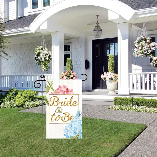 Miniatura 4 de Bandera de jardín de 12 x 20 pulgadas de doble cara para despedida de soltera, compromiso, boda, fiesta, aniversario, fiesta, patio, césped, puerta