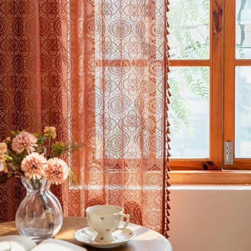 Miniatura 27 de YJ YANJUN - Cortinas de café boho, 24 pulgadas de largo, 2 paneles, cada una de 59" de ancho x 24" de largo, beige, con crochet, cortinas de cocina