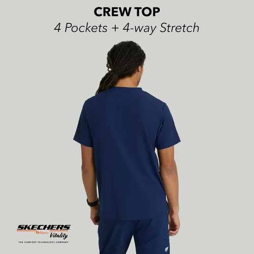 Miniatura 3 de Skechers Vitality by BARCO Crew - Camiseta médica con cuello en V cruzado, camiseta médica de tela sostenible para hombre