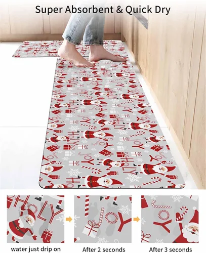 Miniatura 4 de Tapete de baño de Navidad para bañera, antideslizante, de secado rápido y absorbente, tierra de diatomeas, fregadero de ducha, tapete lavable