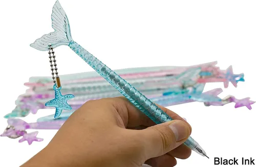 Miniatura 8 de Maydahui 24 bolígrafos novedosos (12 bolígrafos retráctiles de diamante grande + 12 bolígrafos de gel de sirena para niñas, mujeres y estudiantes)