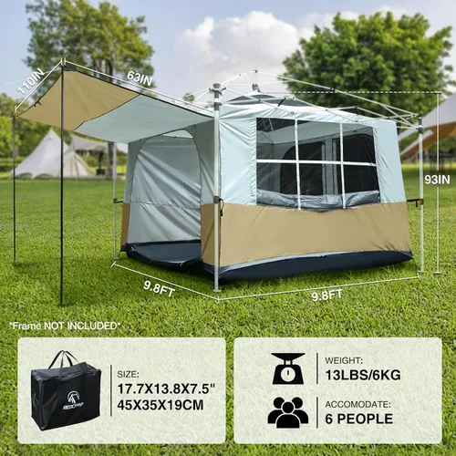 Miniatura 4 de REDCAMP Tienda de campaña interior para toldo emergente, tienda en cubo que convierte un toldo de patas rectas de 10"x10" en tiendas de campaña