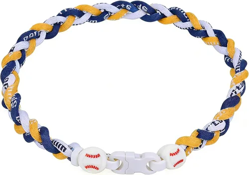 Miniatura 10 de Collar de béisbol de 18 pulgadas, regalos de goteo de béisbol, collares deportivos de tres trenzas, collares de titanio Tornado de cuerda deportiva