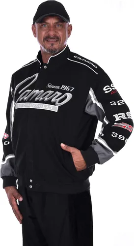 Miniatura 4 de JH DESIGN GROUP Chaqueta de sarga de algodón bordado Chevy Camaro Collage para hombre