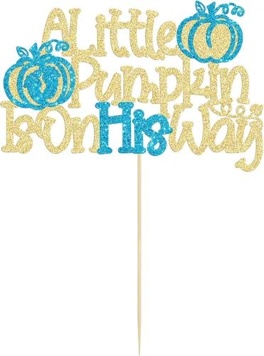 Miniatura 3 de Gyufise 1 pieza de decoración de pastel de calabaza con purpurina con purpurina para decoración de pastel de calabaza para otoño, baby shower
