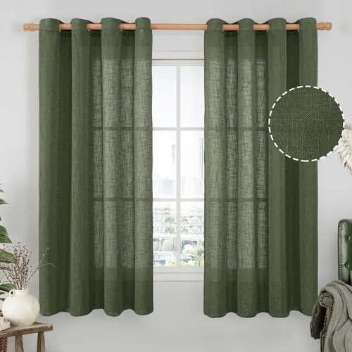 Miniatura 183 de LAMIT Cortinas de lino sintético para dormitorio, paneles filtrantes de luz, cortinas de lino con protección de privacidad con ojales para ventanas