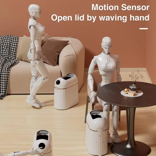 Miniatura 3 de Basurero automático sin contacto para baño, autosellado y autocambiante, cubo de basura inteligente con sensor de movimiento con tapa, 2.7 galones