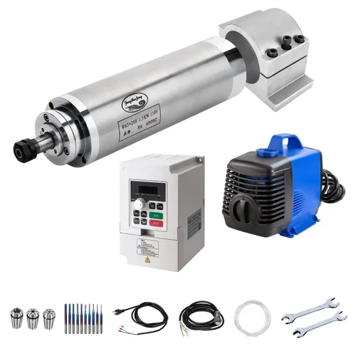 Miniatura 9 de Kits de motor de husillo CNC, motor de husillo refrigerado por agua de 110 V, 1,5 KW, 2.559 in, motor CNC, 110 V, 1,5 KW, montaje de abrazadera