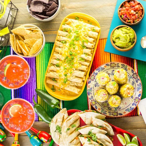 Miniatura 5 de Camino de mesa mexicano, paquete de 8 unidades, 14 x 110 pulgadas, decoración de fiesta temática mexicana grande para fiesta del Cinco de Mayo