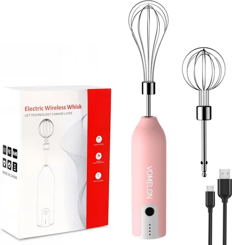 Miniatura 8 de Batidor eléctrico de huevos, mezclador con carga USB, ajuste de tres velocidades, adecuado para batir huevos, crema, salsa, mermelada y más, rosa