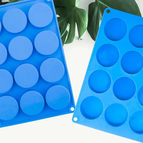 Miniatura 2 de Paquete de 2 moldes de silicona para jabón de 12 cavidades, molde de cubitos de hielo, molde de silicona para hornear de media esfera para jabón
