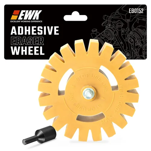 Miniatura 8 de EWK Rueda de goma para borrar, 2 unidades, para taladro, ideal para adhesivos, rayas y eliminación de calcomanías
