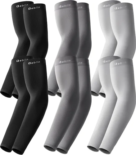 Miniatura 12 de Bebila Mangas de brazo para hombres y mujeres, protección solar UV, mangas de compresión de enfriamiento para baloncesto, golf, al aire libre