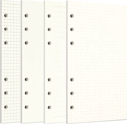 Miniatura 24 de Zelten 1 paquete A5 de 80 hojas/160 páginas 4 en 1 rayado cuadrado punteado en blanco hojas sueltas perforadas papel de repuesto de papel