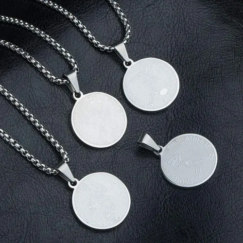 Miniatura 5 de Collar de San Sebastián Collar de acero inoxidable de 1 pulgada para béisbol, fútbol, baloncesto, fútbol y deportes, Metal, no aplica