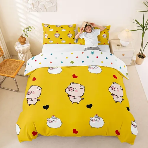 Miniatura 24 de Funda de Edredón Rosa Tamaño Queen para Niñas con Rayas Blancas, Juego de Ropa de Cama Decorativa, Funda de Edredón de Estilo Simple y Moderno
