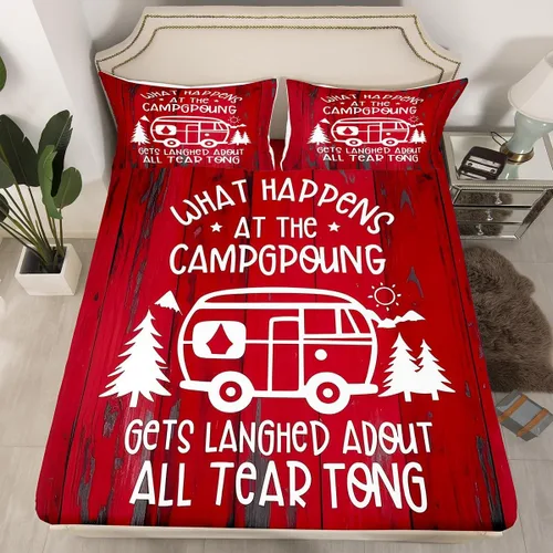 Miniatura 4 de Castle Fairy Happy Camping - Juego de sábanas de madera rústica de 2 piezas para niños, adolescentes y adultos, decoración de habitación, juego