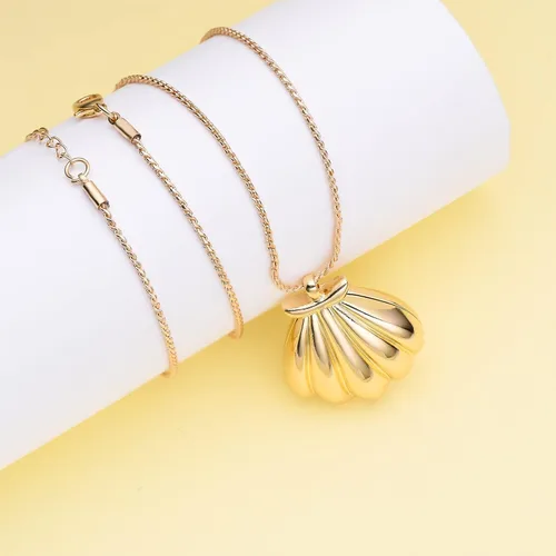 Miniatura 4 de Collar de sirena con 2 melodías, collar con medallón de melodía, joyería de concha para niñas y niños, Zinc, No es una piedra preciosa