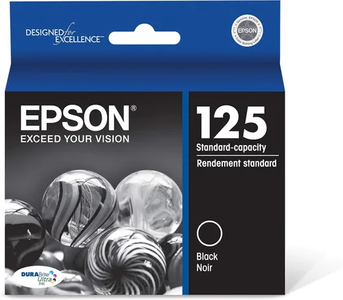 Epson 125 DURABrite Ultra Ink cartucho negro de capacidad estándar (T125120-S) funciona con Stylus NX-125, 127, 130, 230, 420, 530, 625, Workforce