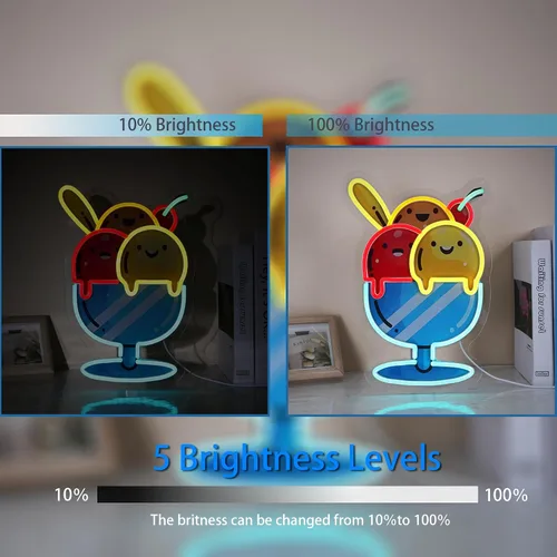 Miniatura 3 de Adorable letrero de neón de helado LED para decoración de pared, luz USB y batería para habitación de niños, dormitorio, sala de juegos, regalo