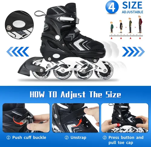Miniatura 3 de Nattork Patines en línea ajustables para niñas y niños con ruedas completamente iluminadas, patines en línea para principiantes para niños y jóvenes
