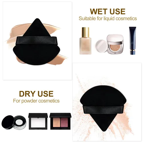 Miniatura 4 de 16 Esponjas de Maquillaje Triangulares, Esponja de Maquillaje Facial para Polvo Suelto Corporal, Herramienta de Belleza Negro