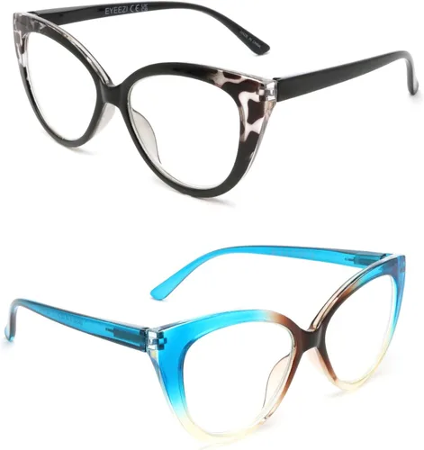 Miniatura 6 de Gafas de lectura para mujer, paquete de 4 unidades, filtro de bloqueo de luz azul, UV, de gran tamaño, elegante lector de bisagra de resorte, 4 4