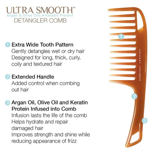 Miniatura 3 de Peine desembarazador ultra suave Cricket para cabello mojado, seco, largo y grueso. Anti-friz. Peine de ducha para desenredar con aceites de argán