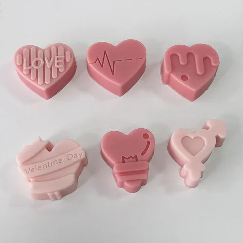 Miniatura 6 de Moldes de silicona de plástico para el día de San Valentín, moldes de silicona para dulces de corazones rosados, moldes de jabón, moldes de galletas