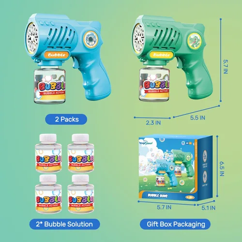 Miniatura 8 de EagleStone Juguetes para niños y niñas de 3+ años, paquete de 2 pistolas de burbujas con solución de burbujas, juguete al aire libre para niños