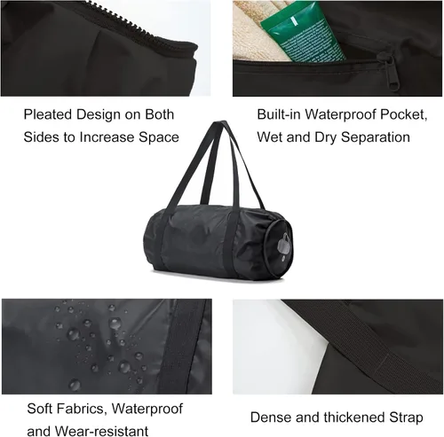 Miniatura 5 de Pequeña bolsa de gimnasio, bolsa deportiva impermeable para mujeres, mini bolsa de lona portátil para hombres, bolsa de entrenamiento plegable