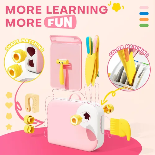Miniatura 3 de Juego de cocina para niña pequeña con caja de almacenamiento - Juego de cocina rosa para niñas, material PP seguro, herramientas de cocina