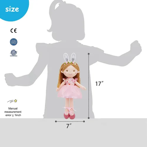 Miniatura 7 de June Garden Muñeca de hada del jardín encantado de 16 pulgadas Brielle - Muñeca de conejo de peluche rellena y suave para niña, regalo de Pascua