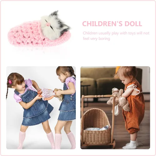Miniatura 4 de Ciieeo Muñeca de gato dormido en pantufla, mini gatito en zapato con sonidos de miauros, juguete de mano, regalo para niños y niñas, decoración