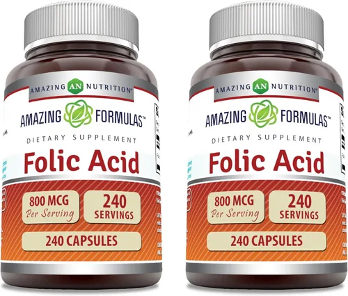Miniatura 7 de Amazing Formulas Suplemento de ácido fólico (vitamina B9) de 800 Mcg, cápsulas Sin OMG Sin gluten Fabricado en Estados Unidos