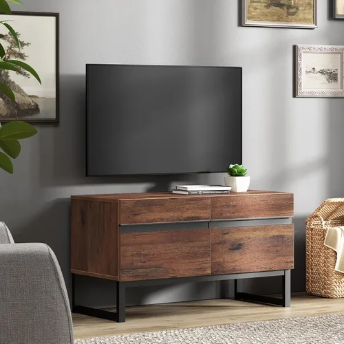 WAMPAT Moderno soporte de TV para televisores de hasta 50 pulgadas, consola de TV con centro de entretenimiento con gabinete de almacenamiento y