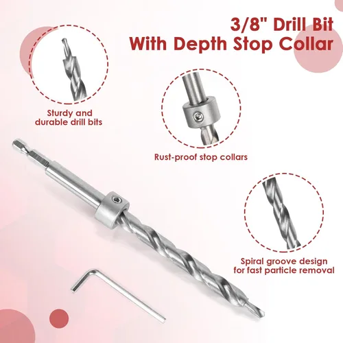 Miniatura 6 de Kit de Sistema de Plantilla para Agujeros de Bolsillo, Plantilla de Tornillo de Bolsillo con Abrazadera de 11 Pulgadas, Broca de Cabeza Cuadrada