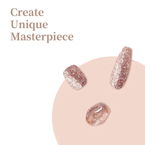 Miniatura 4 de MAYCHAO Esmalte de uñas de gel con purpurina de oro rosa de 0.5 fl oz, 1 esmalte de gel de oro rosa brillante, esmalte de uñas LED UV, arte de uñas