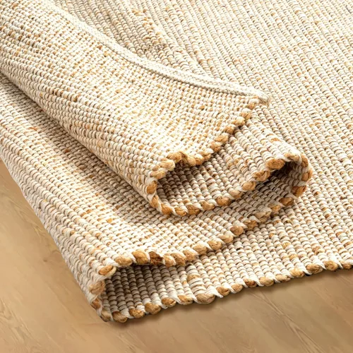 Miniatura 17 de GRUHUM Alfombra de pasillo de yute 2'6" x 8' pies, fibra natural, negra, rectangular, de yute, cuero, tejida a mano, estilo bohemio, para casa