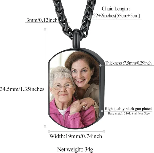 Miniatura 103 de FindChic Collares personalizados con urna para cenizas, barra vertical, gato, luna, reloj de arena, garra de perro, acero inoxidable, chapado en oro