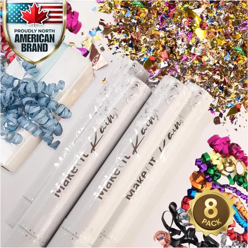 Miniatura 20 de PrimePure Cañón de confeti para fiestas, biodegradables, multicolor, rectangulares, confeti, paquete de 6, pistola de cañón de fiesta para bodas