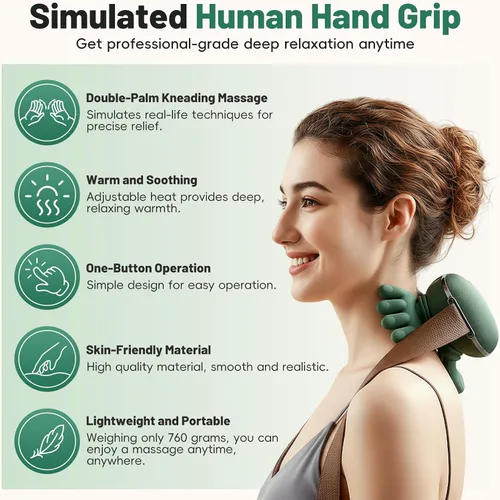 Miniatura 3 de Masajeador biónico 4D de cuello y hombros con calor, masaje Shiatsu manos libres, relajación muscular de tejido profundo para trabajadores