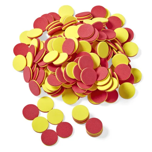 hand2mind Contadores de espuma de dos colores, rojo y amarillo, manipulantes, chips, bingo matemático, 200 unidades