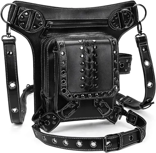 Miniatura 4 de UIYTR - Bolso retro para mujer, estilo gótico, estilo roco, cintura para mujer, color negro