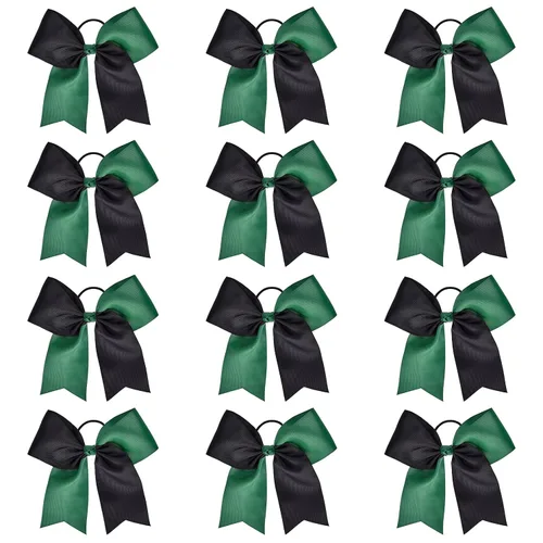 Miniatura 17 de DEEKA 12 lazos grandes de 8 pulgadas, dos tonos, para cola de caballo, hecho a mano para adolescentes y niñas, animadoras de sóftbol, deportes
