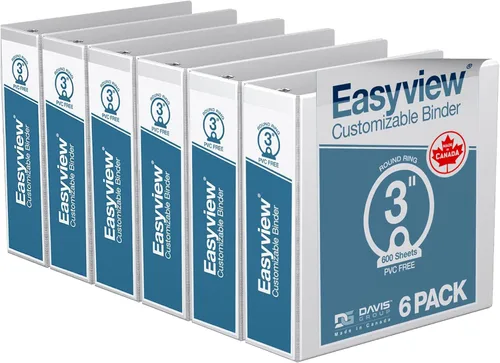 Miniatura 21 de Easyview - Carpetas prémium de 3 anillas con cubiertas transparentes y anillos redondos, carpetas para la escuela u oficina, 1 pulgada, paquete