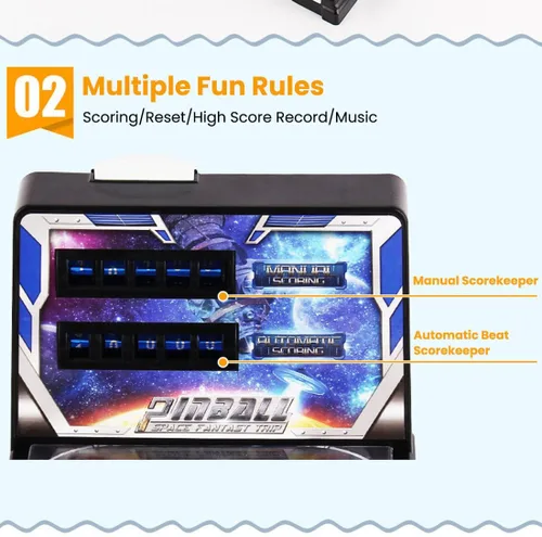 Miniatura 2 de Rasul Mini juegos de pinball, máquina electrónica de pinball de mesa, juguete de disparo para sala de juegos interior con luz y marcador, juego